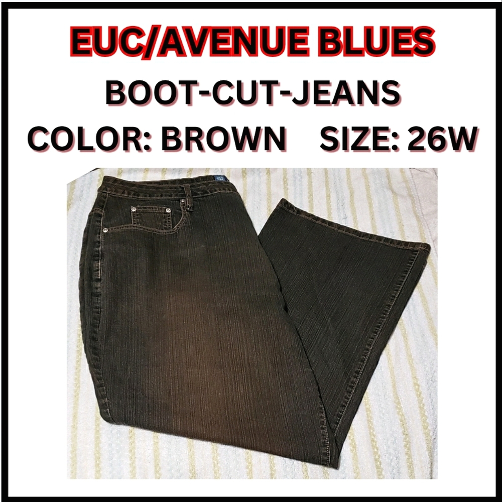 🔥AVENUE BLUES/BOOT-CUT STRETCH JEANS/SIZE:26W